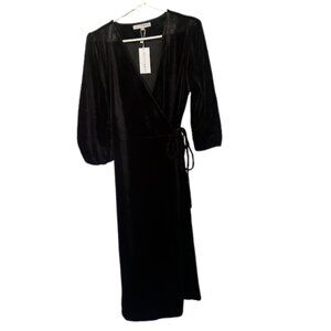 Baltic Born Black Velvet Wrap Dress